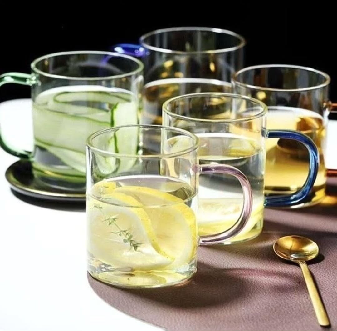 لیوان پیرکس دسته رنگی تکی