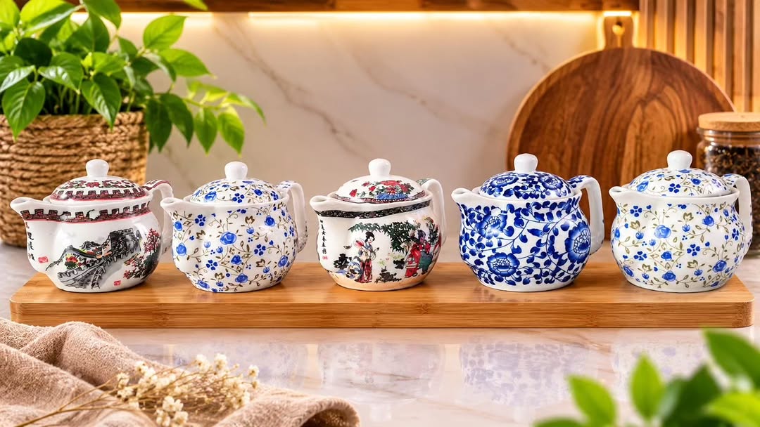 قوری چینی چای سبز در ۴ طرح زیبا